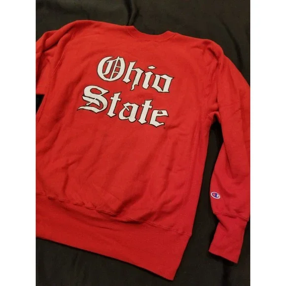 Vtg Champion Reverse Weave Ohio State Script Crewneck Sweater 80s